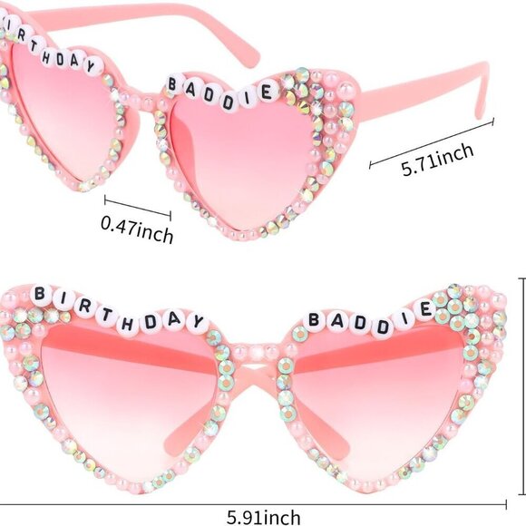 Heart Sunglasses BIRRHDAY BADDIE Glasses for Women Girls Sunglasses for Birthday - Picture 5 of 8